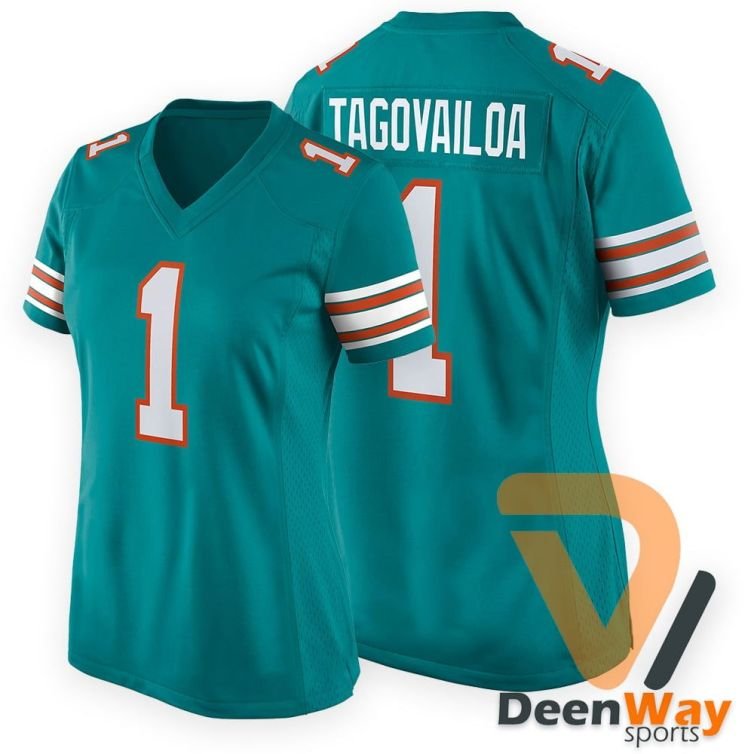American Football Jersey For Women Teal Stitched #1 | Women’s NFL Football Jersey
