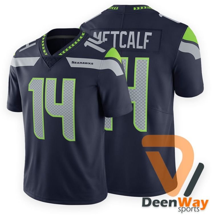 American Football Jersey Navy For Men | Short Sleeve Metcalf Jersey