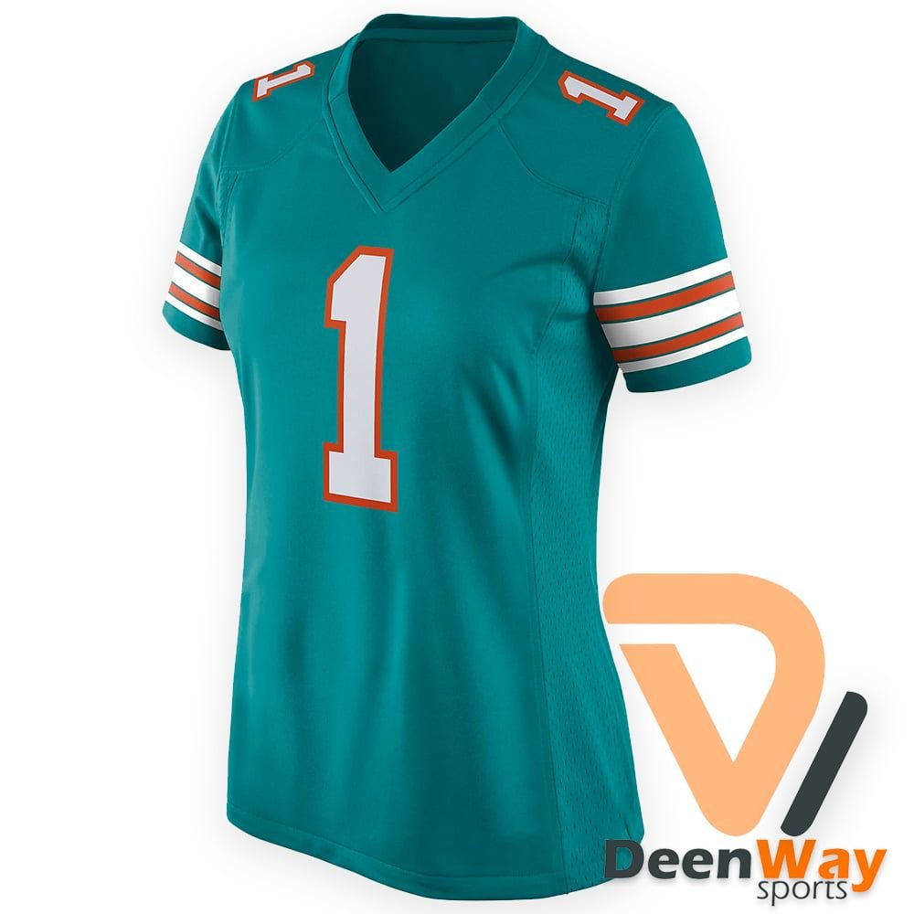 American Football Jersey For Women Teal Stitched #1 | Women’s NFL Football Jersey