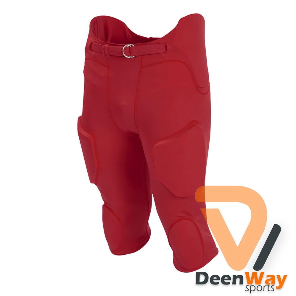 7-Pads Integrated Red American Football Pants With Bubble Design Padding for Youth