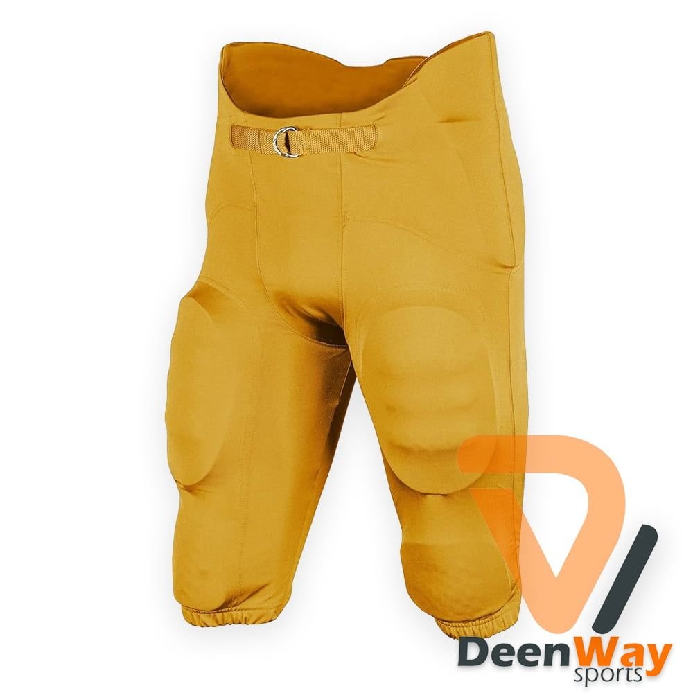 Gold American Football Pants With with Built-in Pads