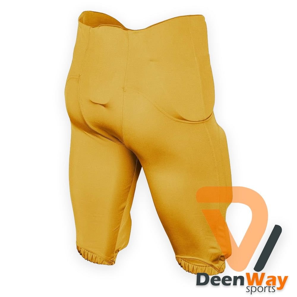 Gold American Football Pants With with Built-in Pads