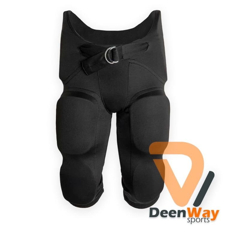Black American Football Pants With Built-in 7 Pads
