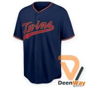 Russell Athletic MLB Navy-Blue Button-Down Baseball Jersey