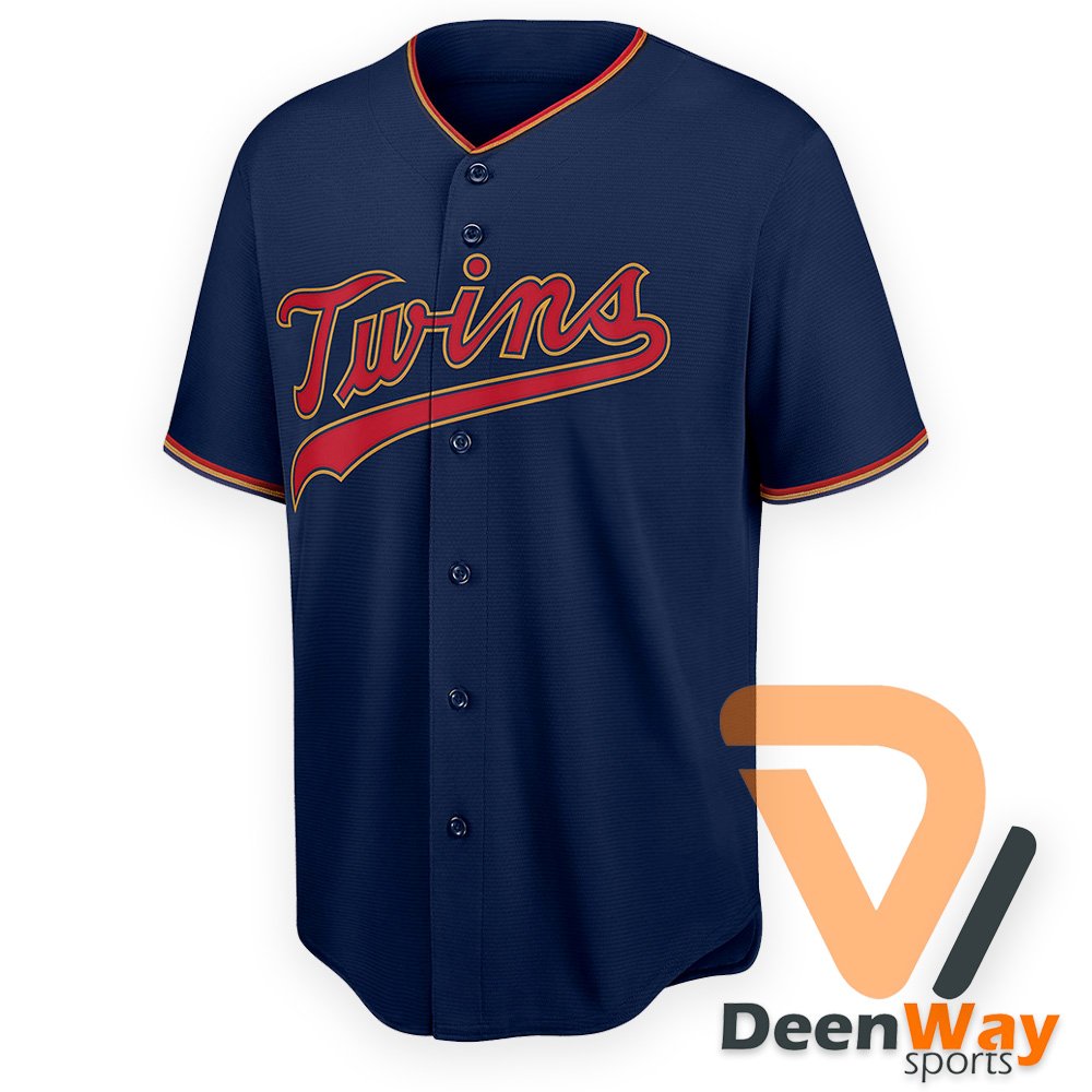 Russell Athletic MLB Navy-Blue Button-Down Baseball Jersey