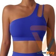 Gym-Fitness-Stretch-Women-Strappy-Sloping-Yoga-Bras-Crop-Tank-Tops-Workout-High-Impact-One-Shoulder-Sports-Bra