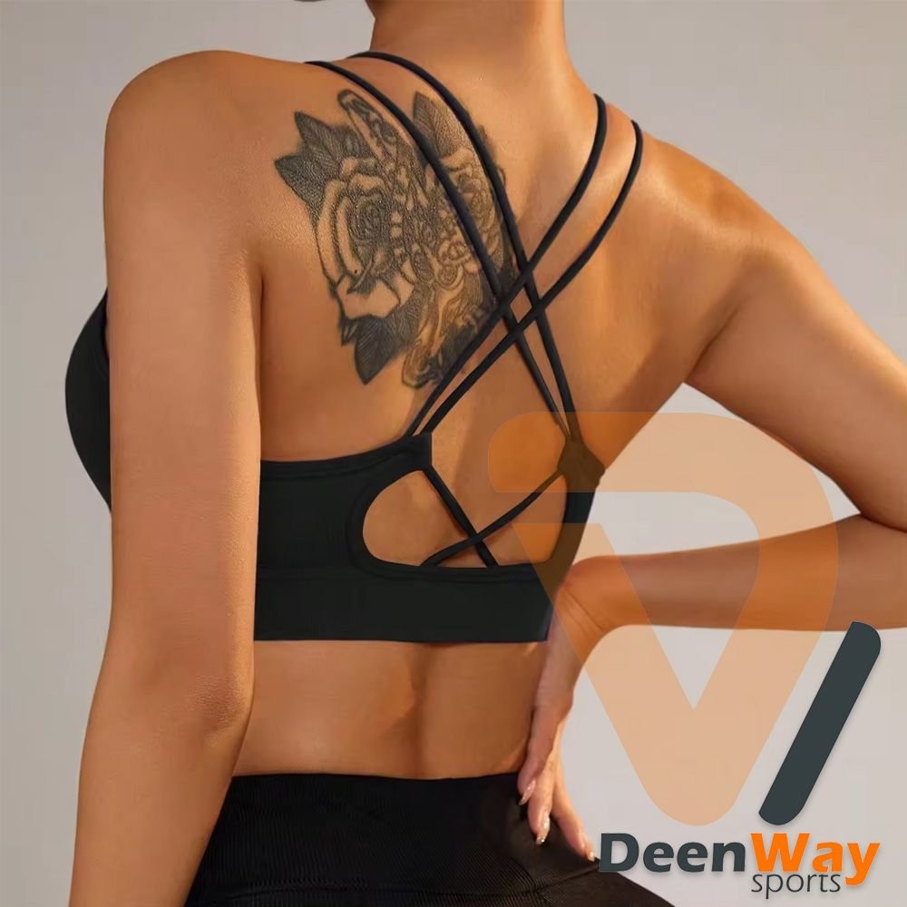 Custom Logo Women Cross Back Yoga Crop Top Ladies High Impact Backless Sports Bra