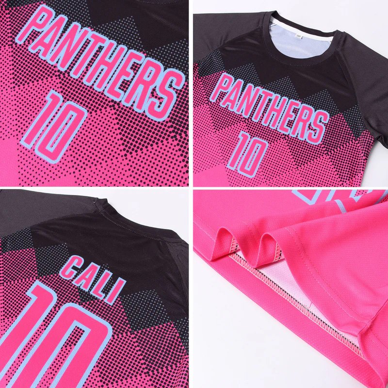 Soccer Team Jerseys Pink Black-Light Blue Gradient Square Shape Sublimation