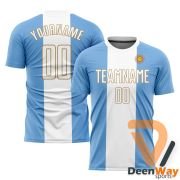 Argentina Soccer Jersey​ Light Blue White-Old Gold Sublimation Argentinian Flag