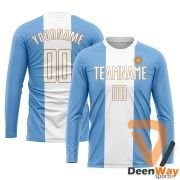 Argentina Soccer Jersey​ Light Blue White-Old Gold Sublimation Argentinian Flag