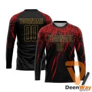 Black Soccer Jersey – Red & Gold Sublimation Design | DeenWay Sports