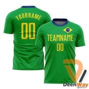 Brazil Soccer Jersey​ Neon Green Gold-Royal Sublimation Brazilian Flag