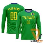 Brazil Soccer Jersey​ Neon Green Gold-Royal Sublimation Brazilian Flag
