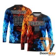 Official Soccer Jersey​ Custom Figure Black-White Flame Sublimation