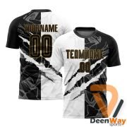 Custom Soccer Jersey​ Graffiti Pattern Black-Old Gold Sublimation