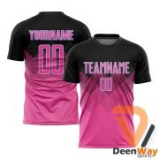 Soccer Team Jerseys​ Pink Black-Light Blue Gradient Square Shape Sublimation